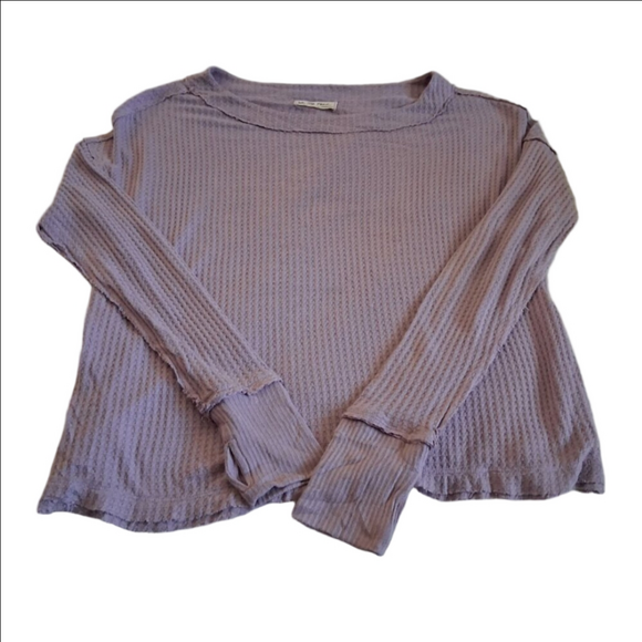 We the Free Women's Size XS Purple Thermal Long Sleeve Oversized Boho Shirt - Picture 4 of 9